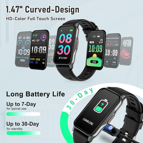 Health Fitness Tracker, Smart Watch with 24/7 Heart Rate Blood Pressure Sleep Monitor,126 Sports Modes,Ip68 Waterproof Step Calorie Counter Pedometer Activity Trackers for Android&Iphone Women Black