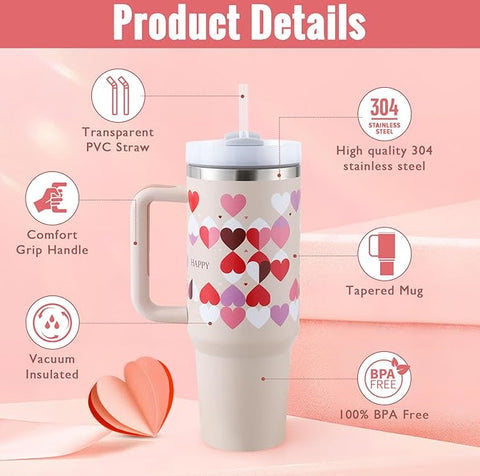 Insulated Tumbler With Straw & Handle