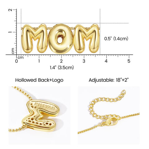 Kissyan Mama Necklace for Women, 14K Gold Plated Bubble Mom Pendant Necklace for New Mum Wife, Fashion Jewelry Gift for Mother'S Day