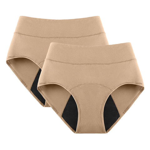 2Pack 3Layers Menstrual Panties High Waist Physiological Incontinence Breathable Briefs Waterproof Period Women Underwear 5Color