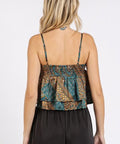 Mittoshop Paisley Patchwork Print Satin Ruffle Crop Cami