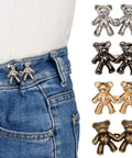 2Pcs Adjustable Jean Buttons Pins Cute Bear Pants Button Pins No Sew and Tools Instant Pant Waist Tightener for Loose Jeans