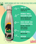 Naturevac - Black Bear from . Insulated BPA Free Reusable Travel Vacuum Bottle Flask for Hot and Cold Water, Coffee, Tea