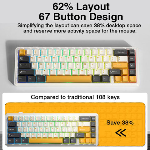 Aula F65 Mini Tri-Mode Wireless Mechanical Keyboard, 65 Percent Hot Swappable Gasket Custom Gaming Keyboard, Volcanic Switch,Rgb Backlit, Gradient Blue Bluetooth Keyboard Budget Creamy Keyboards Lighted Game Keyboard Computer Accessories Springtok