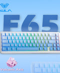 Aula F65 Mini Tri-Mode Wireless Mechanical Keyboard, 65 Percent Hot Swappable Gasket Custom Gaming Keyboard, Volcanic Switch,Rgb Backlit, Gradient Blue Bluetooth Keyboard Budget Creamy Keyboards Lighted Game Keyboard Computer Accessories Springtok