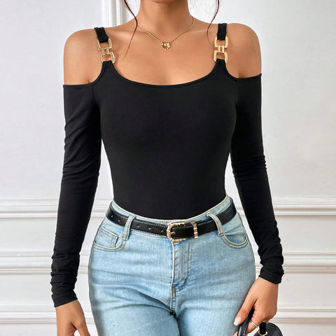 Off-Shoulder Metal Hook Top
