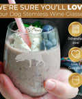 Labrador Retriever Stemless Wine Glass (One Glass) - Unique for Dog Lovers - Hand Etched with Breed Name on Bottom