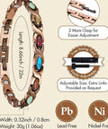 [Mother'S Day Gift]Feraco Copper Bracelets for Women, Ultra Strength Magnetic Bracelet with 3800 Gauss Magnets & Natural Turquoise&Stones, Adjustable