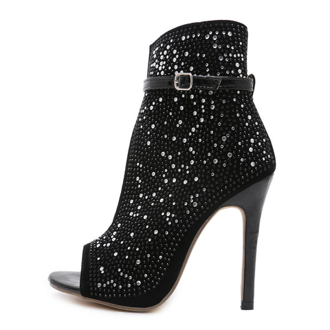 Black Rhinestone Heels