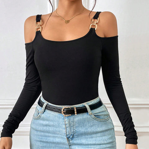 Off-Shoulder Metal Hook Top