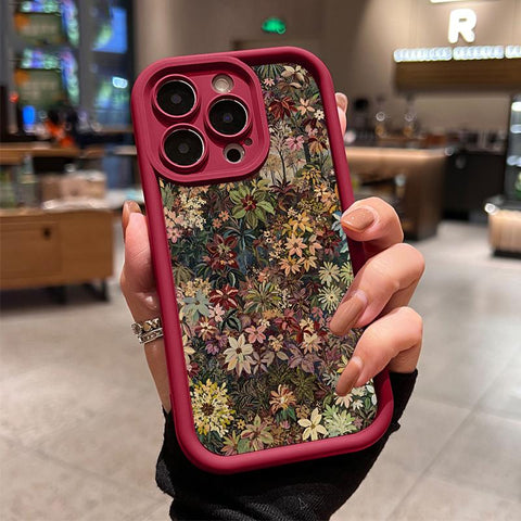 Wildflower Wonderland Pattern TPU Phone Case for Iphone 15 16 14 Pro Max 13 12 11 XR XS plus E Shockproof Full Camera Protection Durable Slim Silicone Cover Cellphone Protective