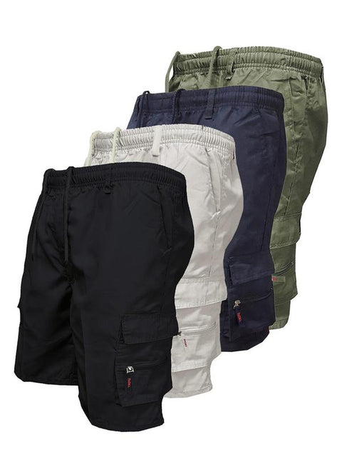 Men'S Solid Color Drawstring Pocket Cargo Shorts, Casual Street Elastic Waist Zipper Shorts for Summer, Mens Shorts, Shorts for Men, Breathable Men'S Bottoms for Daily Wear