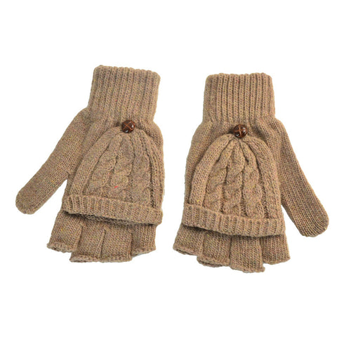 Winter Half Finger Gloves with Mitten Cap