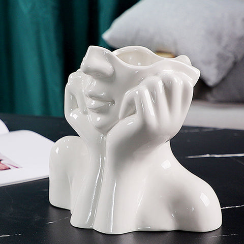 Ceramic Human Face Vase