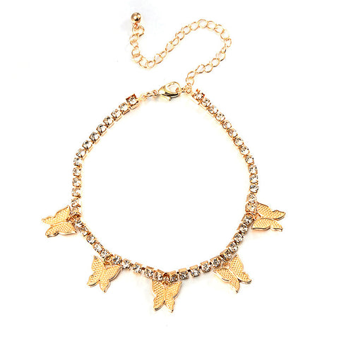 Rhinestone Butterfly Anklets