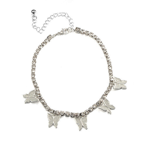 Rhinestone Butterfly Anklets