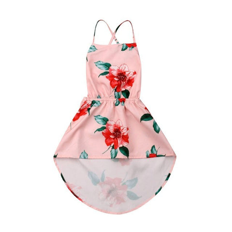 Kids' Floral Print High-Low Dress