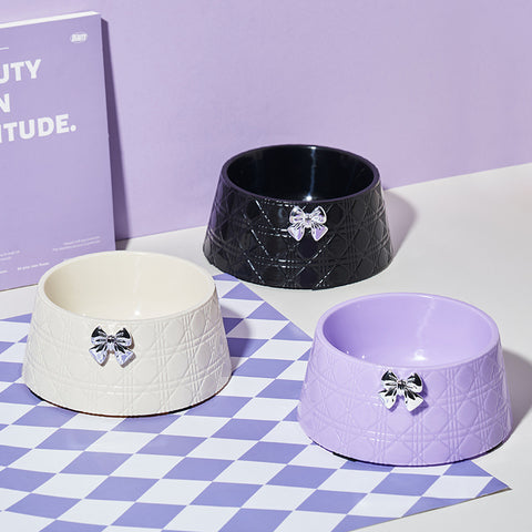 Pet Food Bowl with Lovely Bowknot