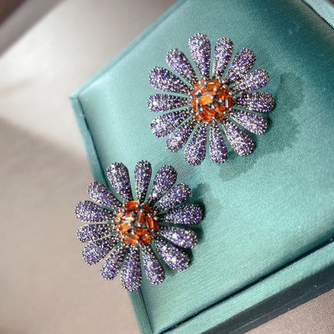 Fashion Three-dimensional Color Sunflower Earrings