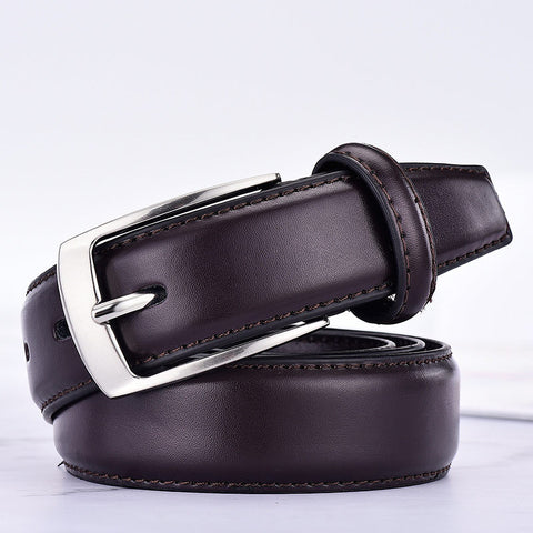 Men's Leather Belt with Pin Buckle