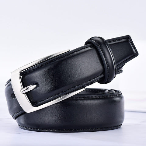 Men's Leather Belt with Pin Buckle