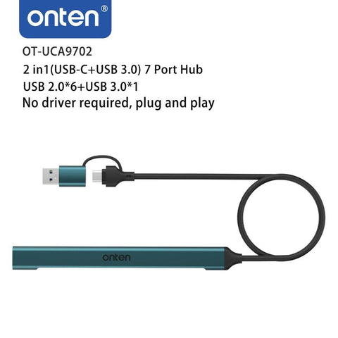 ONTEN USB-C & USB-A Hub, Multi-Purpose USB 2.0 Hub with OTG Function, Portable USB Extension Data & Charging Hub for Home Office, USB Hubs, Tablet & Computer Accessories