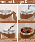 Self Stirring Coffee Mug, Rechargeable Automatic Coffee Stirring Mixing Mug, Electric Funny Self Mixing Cup, Stainless Steel Travel Coffee Cup for Office(Brown) Stirring Coffee Cup Drinkware Reuse Self Stirring Cup