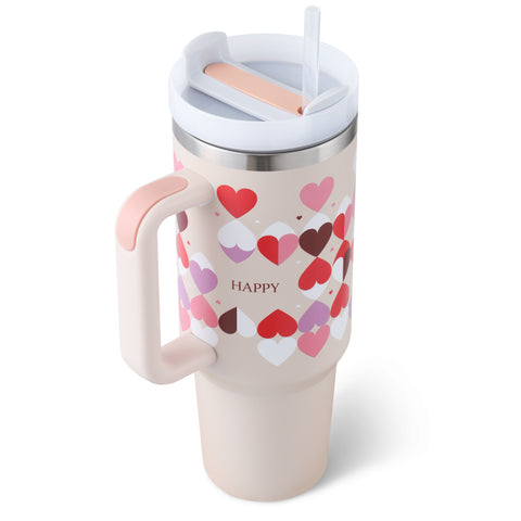 Insulated Tumbler With Straw & Handle