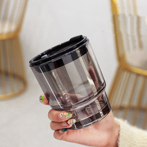 Creative Bamboo Glass Cup with Lid & Straw