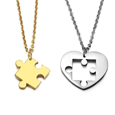Puzzle Fitting Couple Necklace