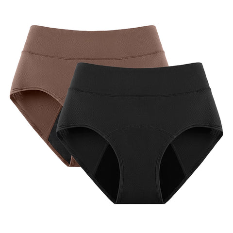 2Pack 3Layers Menstrual Panties High Waist Physiological Incontinence Breathable Briefs Waterproof Period Women Underwear 5Color