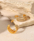 Stainless Steel Inlaid Zircon C-Hoop Earrings
