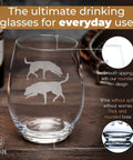 Labrador Retriever Stemless Wine Glass (One Glass) - Unique for Dog Lovers - Hand Etched with Breed Name on Bottom