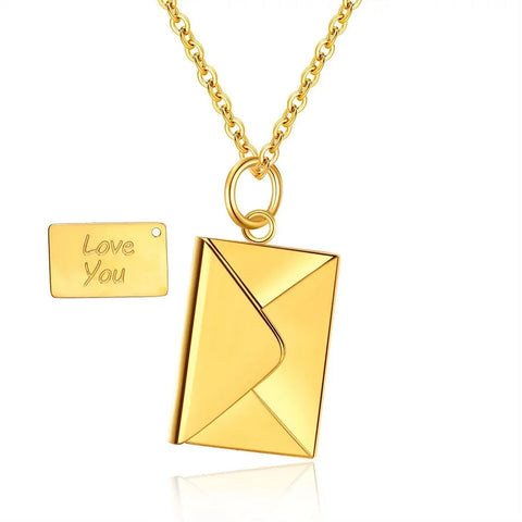 Love Letter Envelope Pendant Necklace Romantic Stainless Steel Jewelry Confession Love You for Valentine Day Gifts Wholesale