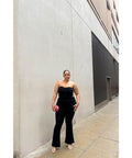 Call My Name Ribbed Pant Set - Black