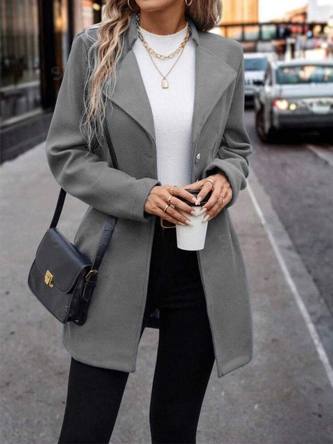Solid Color Women's Woolen Coat