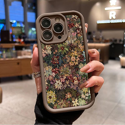Wildflower Wonderland Pattern TPU Phone Case for Iphone 15 16 14 Pro Max 13 12 11 XR XS plus E Shockproof Full Camera Protection Durable Slim Silicone Cover Cellphone Protective