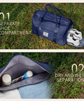 SYCNB Gym Bag for Women Men with Wet Pocket, Travel Duffle Bag Sport Gym Tote Bag with Shoe Compartment, Carry on Overnight Bag Hospital Bag Dark Blue SYCNB