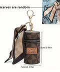 Mini Retro Coin Purse, Classic Pouch with Scarf Decor, Zipper Portable Multifunctional Lipstick Bag Vintage Flower Leather