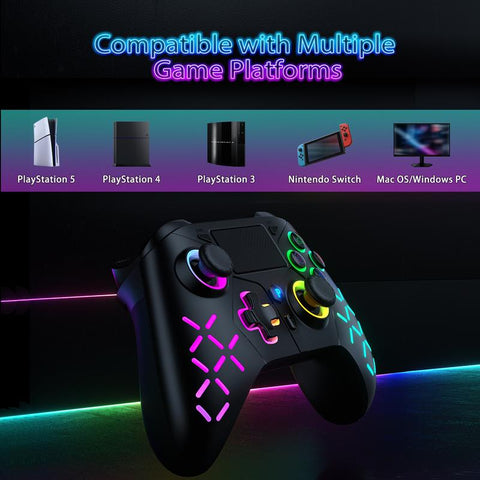 Wireless Controller for PS5 with LED RGB Light, Compatible with Playstation 5 /Playstation 4 /Playstation 3 /Switch/ PC