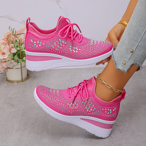 Rhinestone Wedge Platform Sneakers