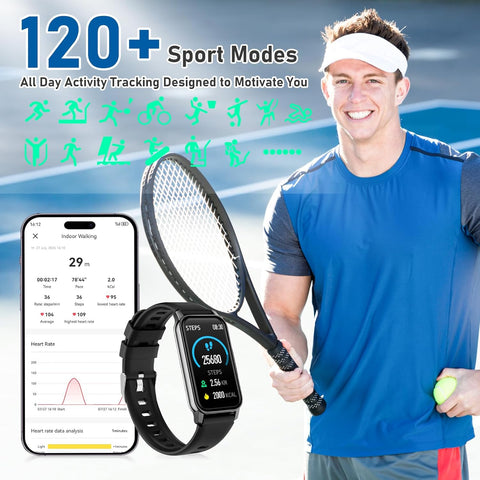 Health Fitness Tracker, Smart Watch with 24/7 Heart Rate Blood Pressure Sleep Monitor,126 Sports Modes,Ip68 Waterproof Step Calorie Counter Pedometer Activity Trackers for Android&Iphone Women Black