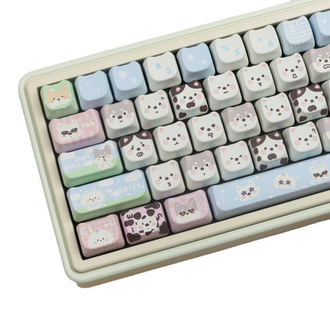 Cute Puppy and Cat Full Set PBT Sublimation Key Cap
