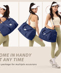SYCNB Gym Bag for Women Men with Wet Pocket, Travel Duffle Bag Sport Gym Tote Bag with Shoe Compartment, Carry on Overnight Bag Hospital Bag Dark Blue SYCNB