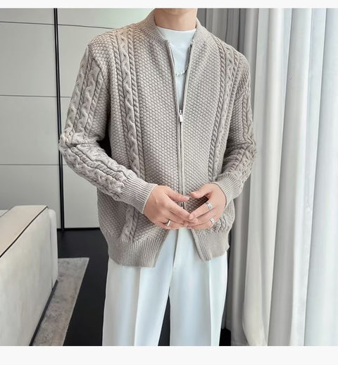 Men's Knitted Zip-Up Cardigan