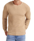 Mens Pullover Sweater Soft Lightweight Casual Classic Crewneck Knitwear Sweaters with Ribbing Edge Light Camel-Xxl