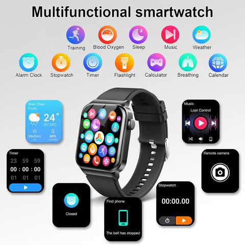 [Mother'S Day] Ntaanoo 1.85" Fashion Touch Screen Smart Watch, Digital Smart Watches with Call Function 100+ Sports Modes Dly Watch Dials Messages Reminder Multifunctional Smartwatch for Men Women
