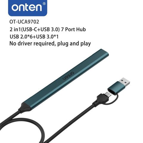ONTEN USB-C & USB-A Hub, Multi-Purpose USB 2.0 Hub with OTG Function, Portable USB Extension Data & Charging Hub for Home Office, USB Hubs, Tablet & Computer Accessories