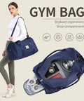 SYCNB Gym Bag for Women Men with Wet Pocket, Travel Duffle Bag Sport Gym Tote Bag with Shoe Compartment, Carry on Overnight Bag Hospital Bag Dark Blue SYCNB