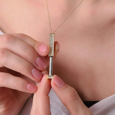 'I Love You' Necklace, 3D Engraved, Necklace with Secret Message, Gift for Women